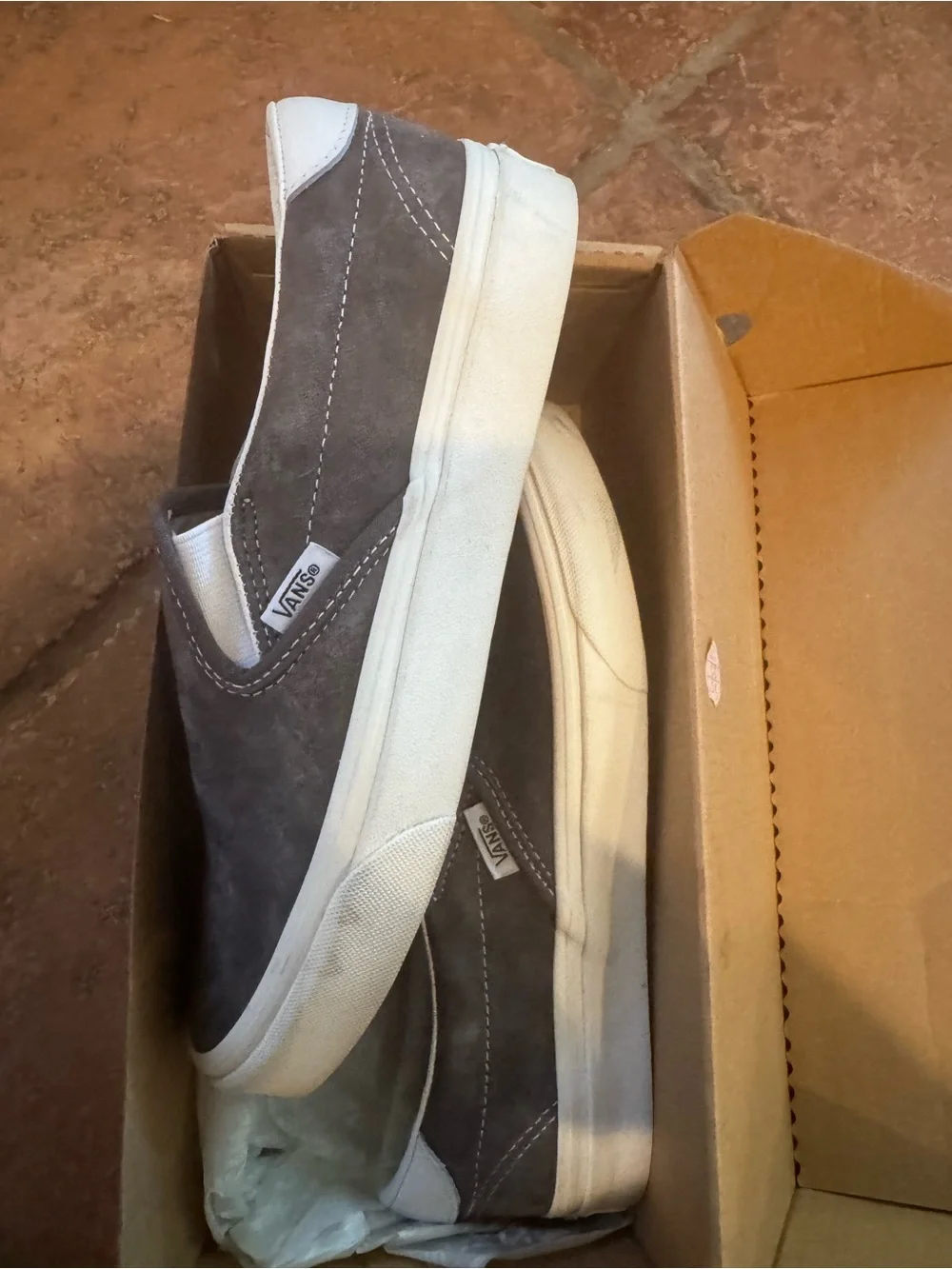 Vans Slip-On Suede Sneakers in Grey Suede NEW